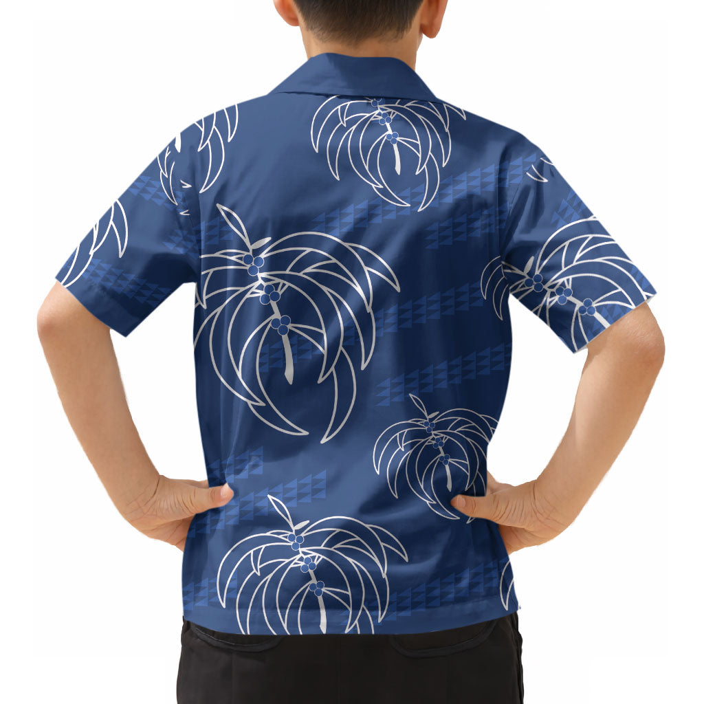 Aloha Hawaii Acacia Koa Leaves Kid Hawaiian Shirt Navy Kakau Tribal Pattern LT05 - Polynesian Pride