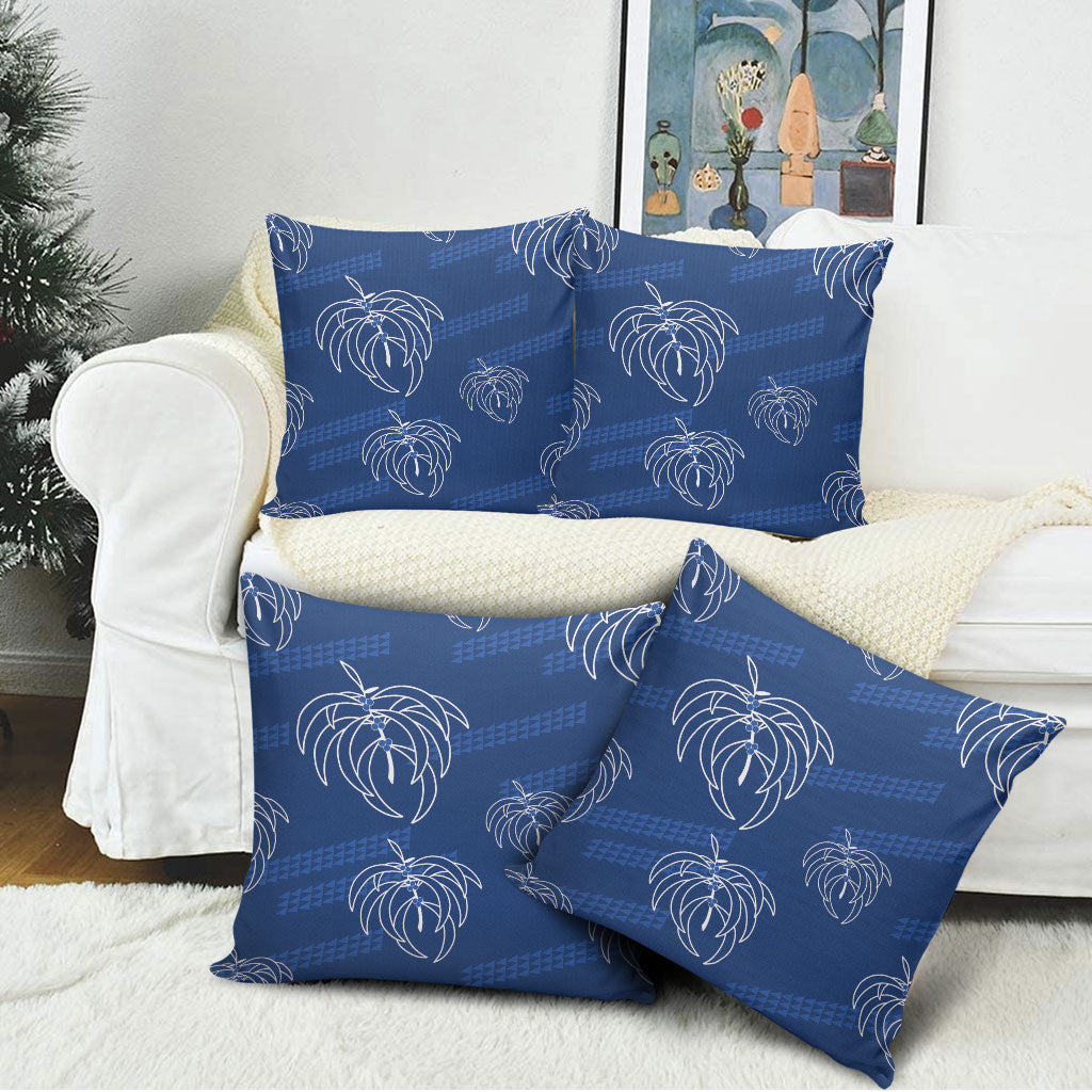 Aloha Hawaii Acacia Koa Leaves Pillow Cover Navy Kakau Tribal Pattern LT05 - Polynesian Pride