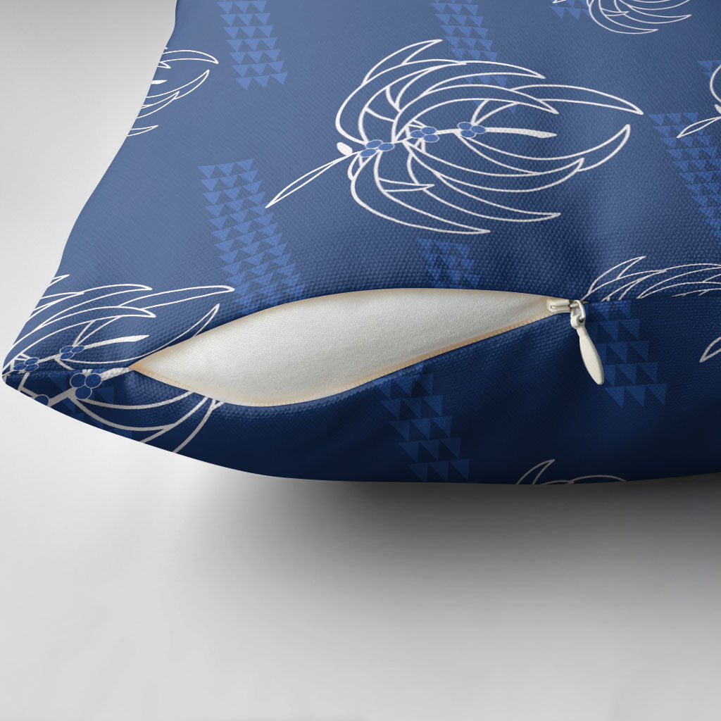 Aloha Hawaii Acacia Koa Leaves Pillow Cover Navy Kakau Tribal Pattern LT05 - Polynesian Pride