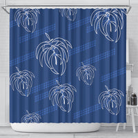 Aloha Hawaii Acacia Koa Leaves Shower Curtain Navy Kakau Tribal Pattern LT05 - Polynesian Pride