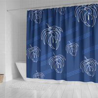 Aloha Hawaii Acacia Koa Leaves Shower Curtain Navy Kakau Tribal Pattern LT05 - Polynesian Pride