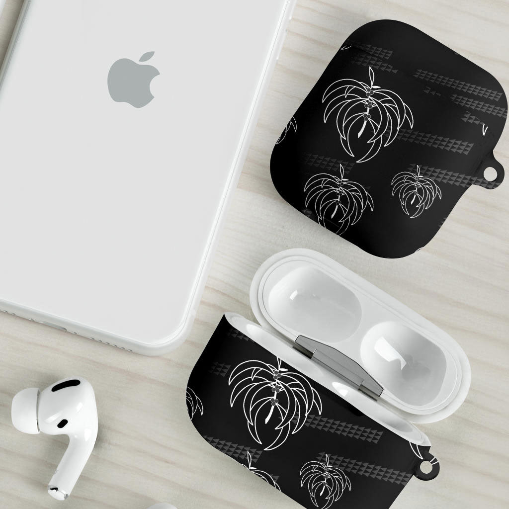 Aloha Hawaii Acacia Koa Leaves AirPods Case Black Kakau Tribal Pattern LT05 - Polynesian Pride
