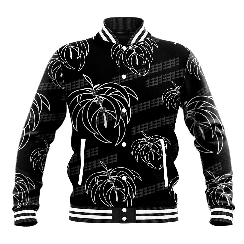 Aloha Hawaii Acacia Koa Leaves Baseball Jacket Black Kakau Tribal Pattern LT05 Unisex Black - Polynesian Pride