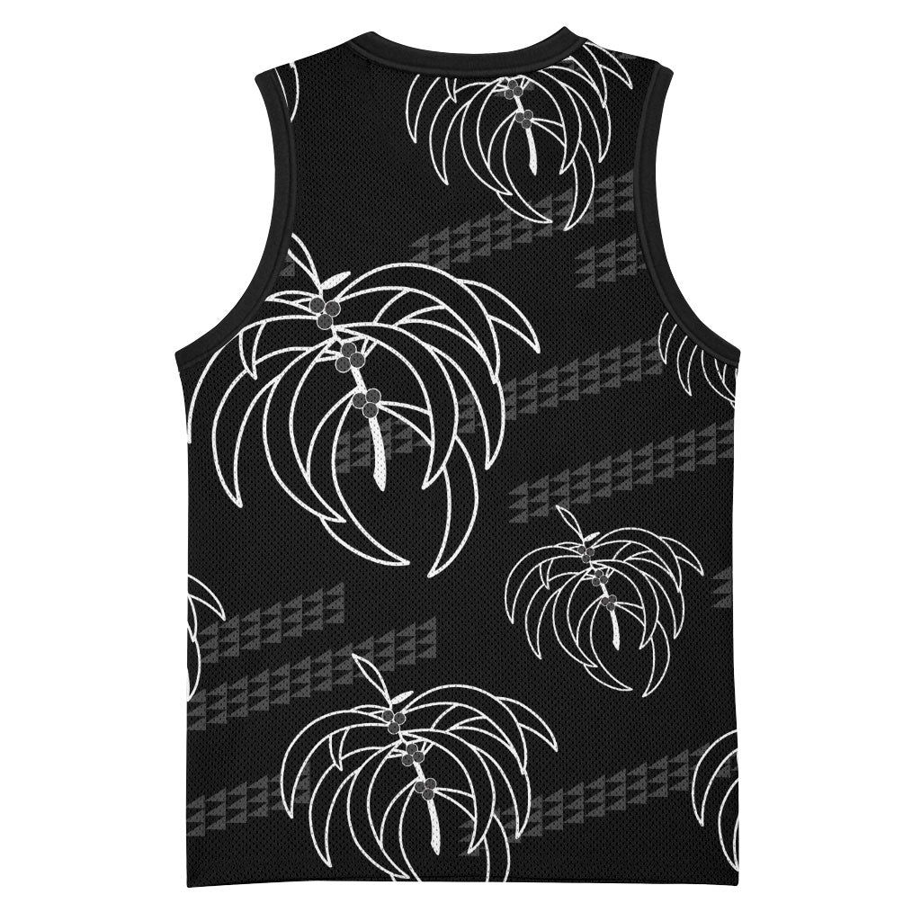 Aloha Hawaii Acacia Koa Leaves Basketball Jersey Black Kakau Tribal Pattern LT05 - Polynesian Pride