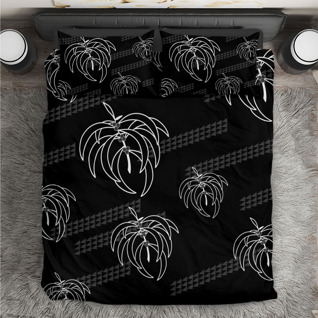 Aloha Hawaii Acacia Koa Leaves Bedding Set Black Kakau Tribal Pattern LT05 Black - Polynesian Pride