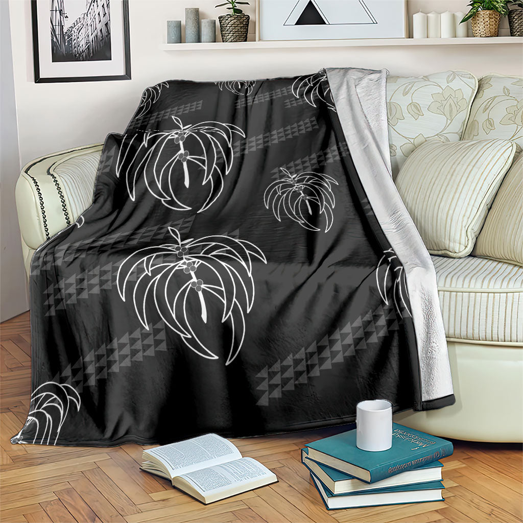 Aloha Hawaii Acacia Koa Leaves Blanket Black Kakau Tribal Pattern LT05 Black - Polynesian Pride