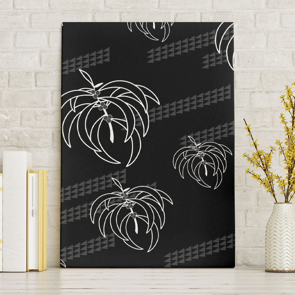 Aloha Hawaii Acacia Koa Leaves Canvas Wall Art Black Kakau Tribal Pattern LT05 Without Frame Black - Polynesian Pride