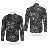 Aloha Hawaii Acacia Koa Leaves Couples Matching Summer Maxi Dress and Long Sleeve Button Shirt Black Kakau Tribal Pattern LT05 - Polynesian Pride