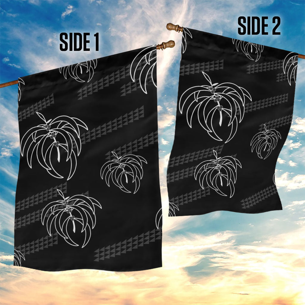 Aloha Hawaii Acacia Koa Leaves Garden Flag Black Kakau Tribal Pattern LT05 - Polynesian Pride