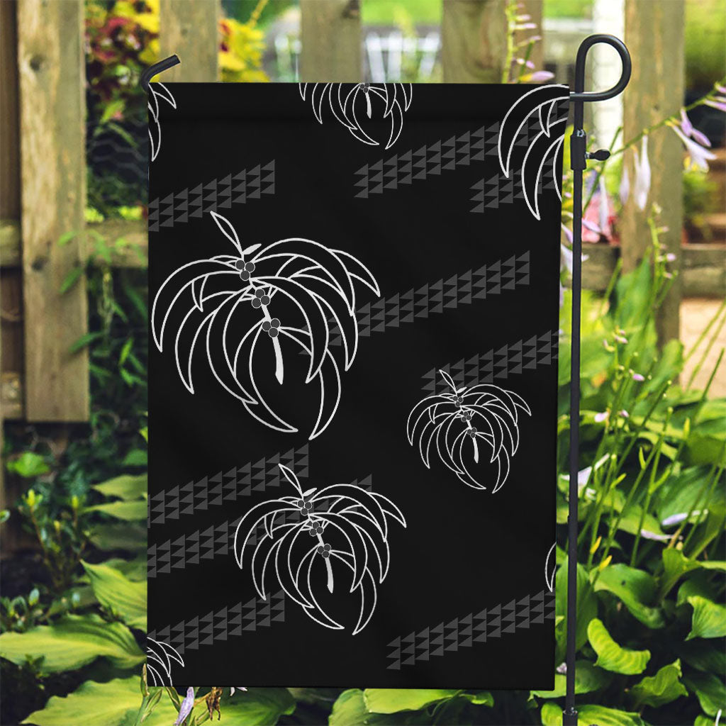 Aloha Hawaii Acacia Koa Leaves Garden Flag Black Kakau Tribal Pattern LT05 Garden Flag Black - Polynesian Pride