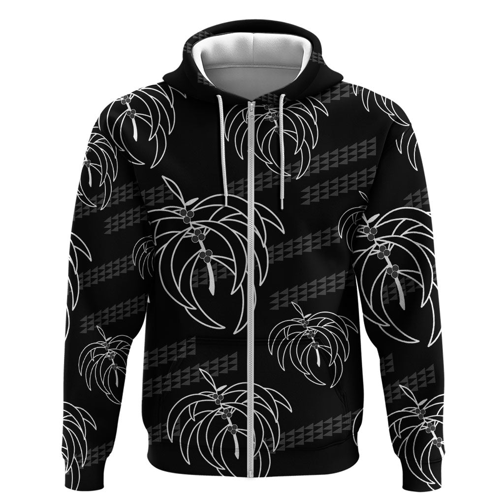 Aloha Hawaii Acacia Koa Leaves Hoodie Black Kakau Tribal Pattern LT05 Zip Hoodie Black - Polynesian Pride