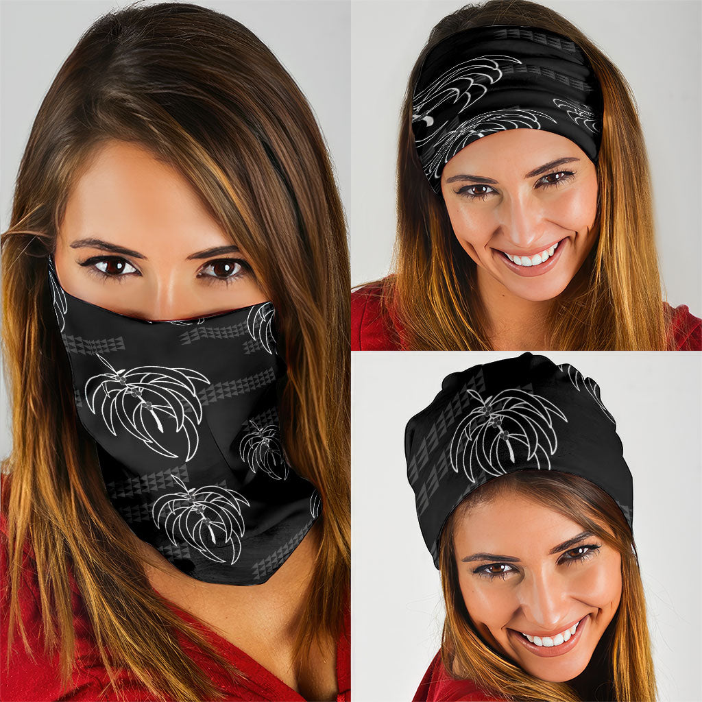 Aloha Hawaii Acacia Koa Leaves Neck Gaiter Black Kakau Tribal Pattern LT05 - Polynesian Pride