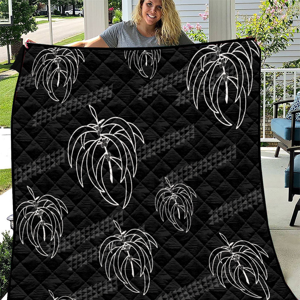 Aloha Hawaii Acacia Koa Leaves Quilt Black Kakau Tribal Pattern LT05 Black - Polynesian Pride