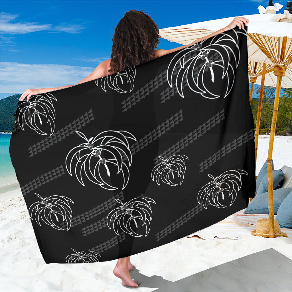 Aloha Hawaii Acacia Koa Leaves Sarong Black Kakau Tribal Pattern LT05 One Size 44 x 66 inches Black - Polynesian Pride