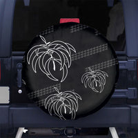 Aloha Hawaii Acacia Koa Leaves Spare Tire Cover Black Kakau Tribal Pattern LT05 No hole Black - Polynesian Pride