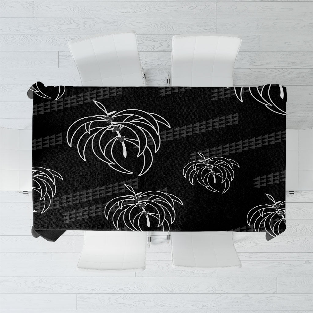 Aloha Hawaii Acacia Koa Leaves Tablecloth Black Kakau Tribal Pattern LT05 Black - Polynesian Pride