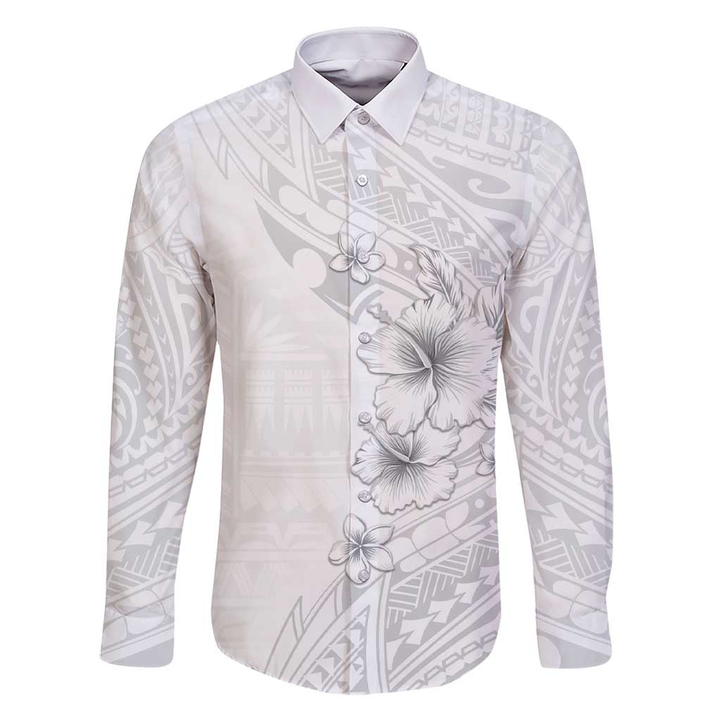 Lotu Tamaiti Samoa Family Matching Short Sleeve Bodycon Dress and Hawaiian Shirt White Sunday Polynesian Tribal Pattern Elegant Style