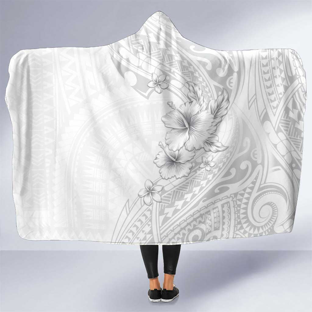 Lotu Tamaiti Samoa Hooded Blanket White Sunday Polynesian Tribal Pattern Elegant Style