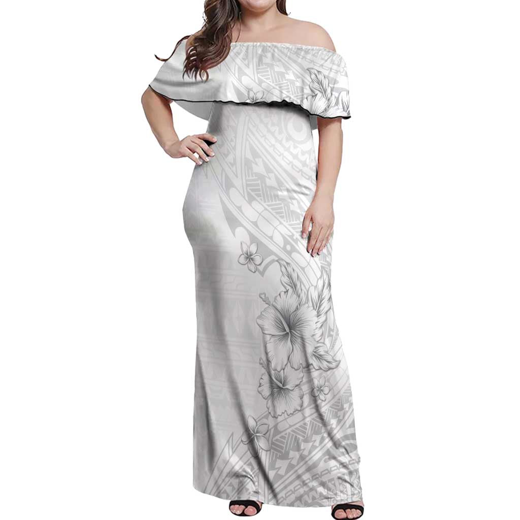 Lotu Tamaiti Samoa Off Shoulder Maxi Dress White Sunday Polynesian Tribal Pattern Elegant Style