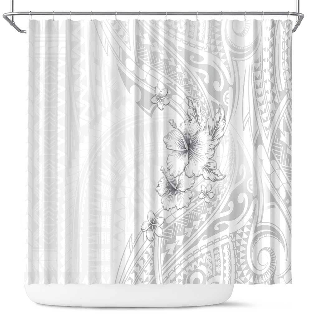 Lotu Tamaiti Samoa Shower Curtain White Sunday Polynesian Tribal Pattern Elegant Style