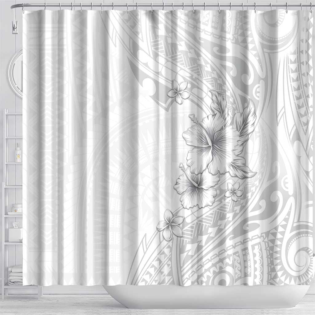 Lotu Tamaiti Samoa Shower Curtain White Sunday Polynesian Tribal Pattern Elegant Style