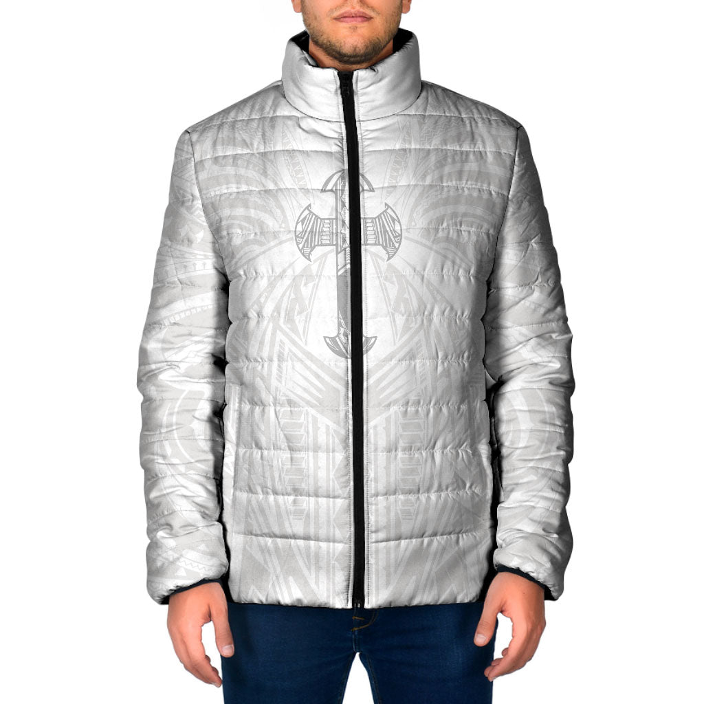 Samoa Christian Padded Jacket Rooted In Christ Polynesian Cross