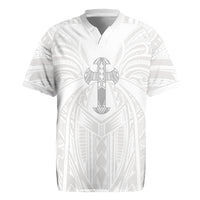 Samoa Christian Rugby Jersey Rooted In Christ Polynesian Cross LT05 White - Polynesian Pride