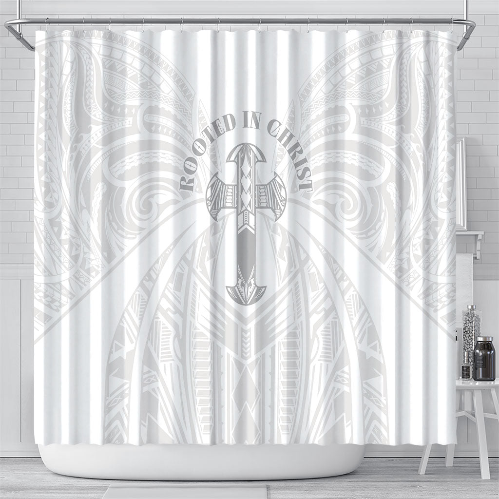 Samoa Christian Shower Curtain Rooted In Christ Polynesian Cross LT05 - Polynesian Pride