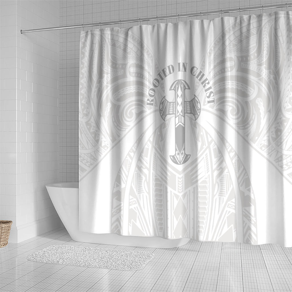 Samoa Christian Shower Curtain Rooted In Christ Polynesian Cross LT05 - Polynesian Pride