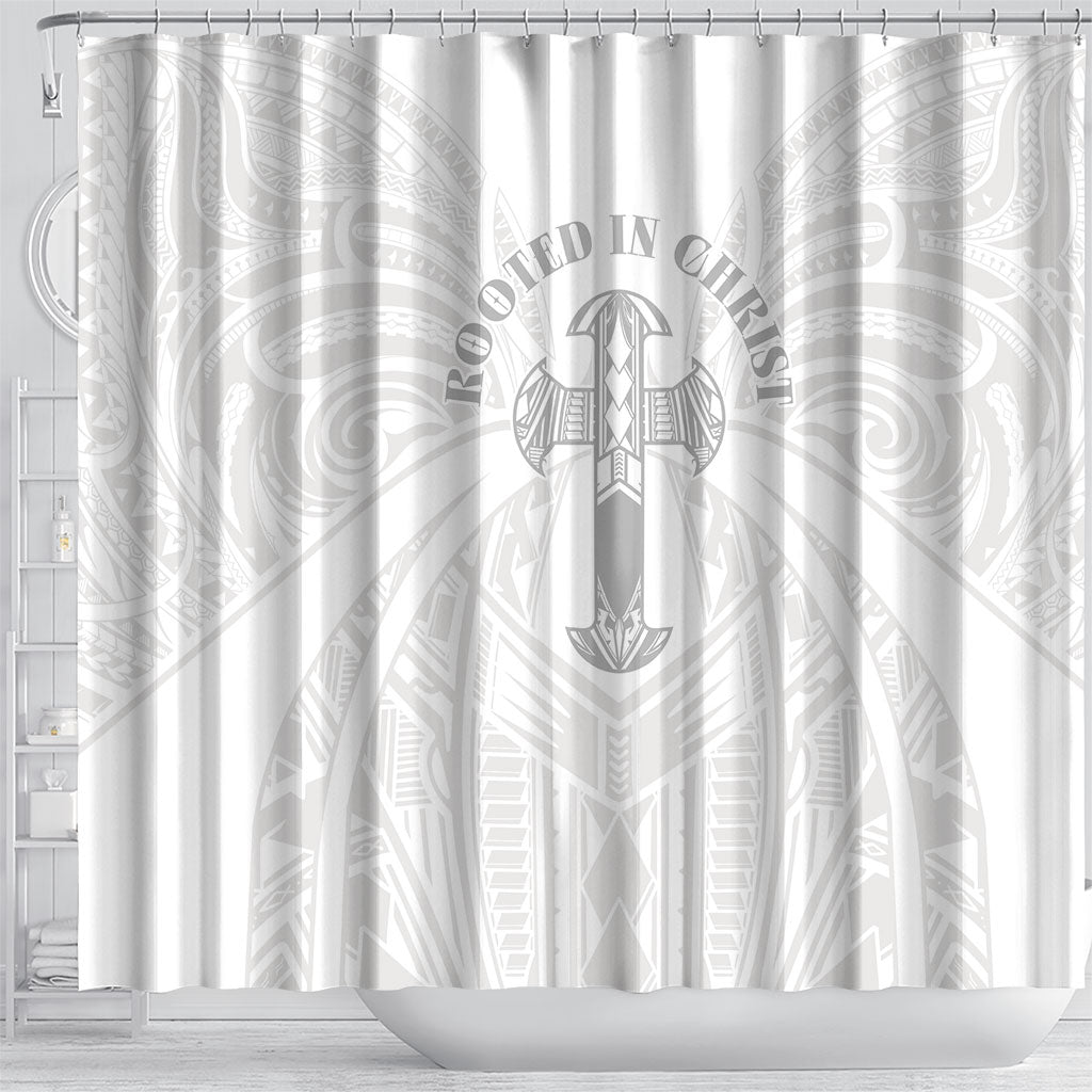 Samoa Christian Shower Curtain Rooted In Christ Polynesian Cross LT05 - Polynesian Pride