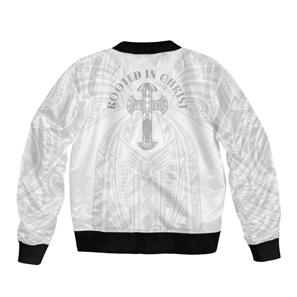 Samoa Christian Sleeve Zip Bomber Jacket Rooted In Christ Polynesian Cross