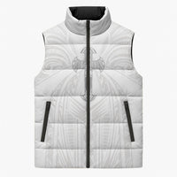 Samoa Christian Sleeveless Puffer Jacket Rooted In Christ Polynesian Cross LT05 Unisex White - Polynesian Pride
