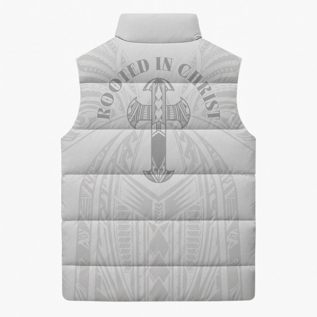 Samoa Christian Sleeveless Puffer Jacket Rooted In Christ Polynesian Cross LT05 - Polynesian Pride