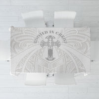 Samoa Christian Tablecloth Rooted In Christ Polynesian Cross LT05 White - Polynesian Pride