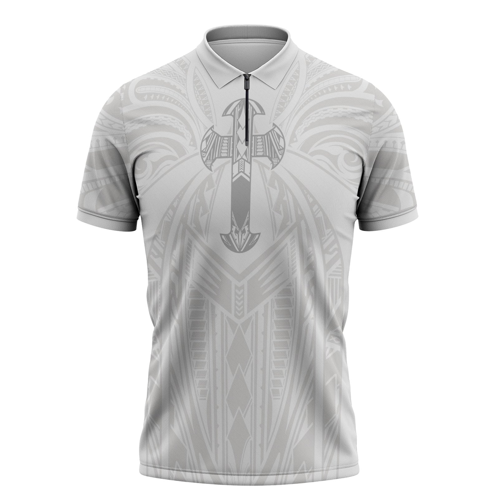 Samoa Christian Zipper Polo Shirt Rooted In Christ Polynesian Cross