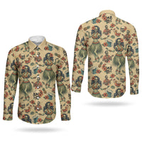 Hawaii Halloween Couples Matching Summer Maxi Dress and Long Sleeve Button Shirt Spooky Tropical Hula Zombie