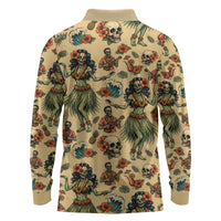 Hawaii Halloween Long Sleeve Polo Shirt Spooky Tropical Hula Zombie