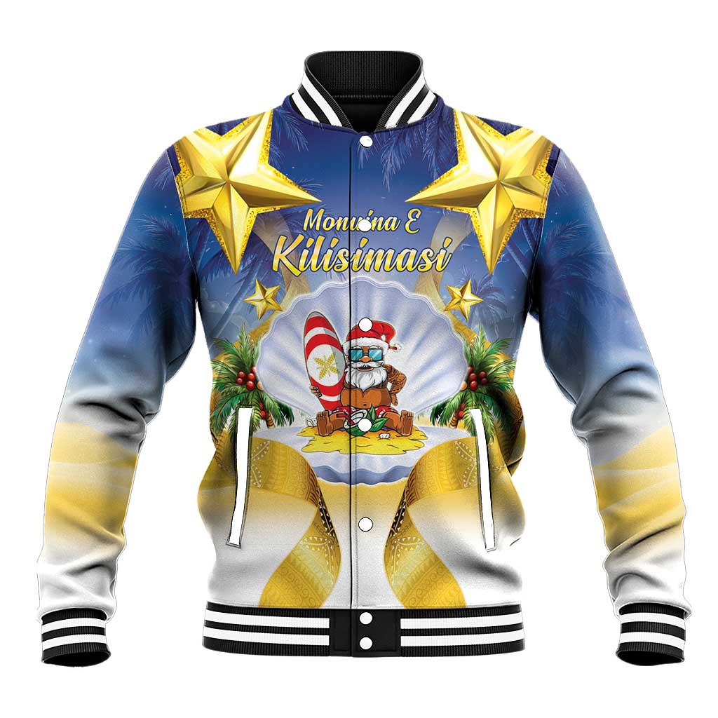 Niue Christmas Baseball Jacket Seashell Santa Beach Vibes - Polynesian Pride