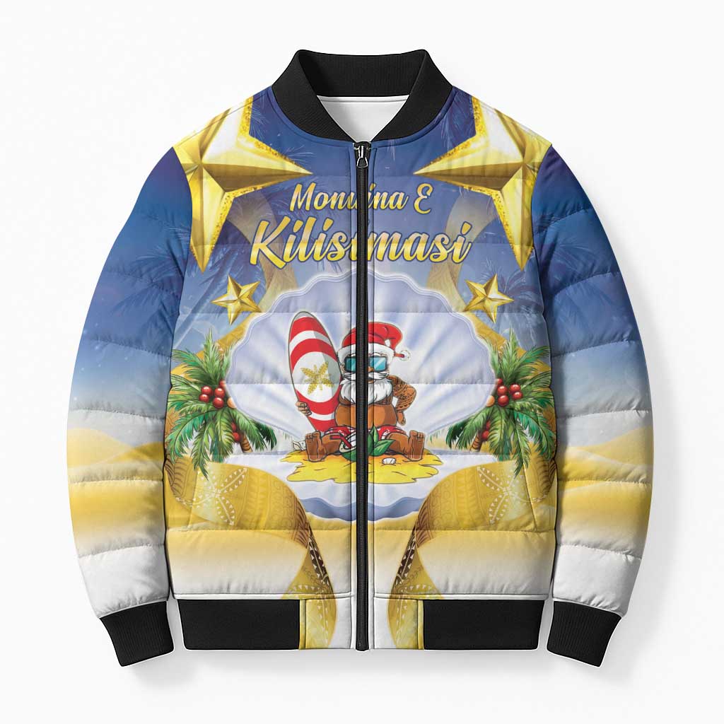 Niue Christmas Bomber Puffer Jacket Seashell Santa Beach Vibes - Polynesian Pride