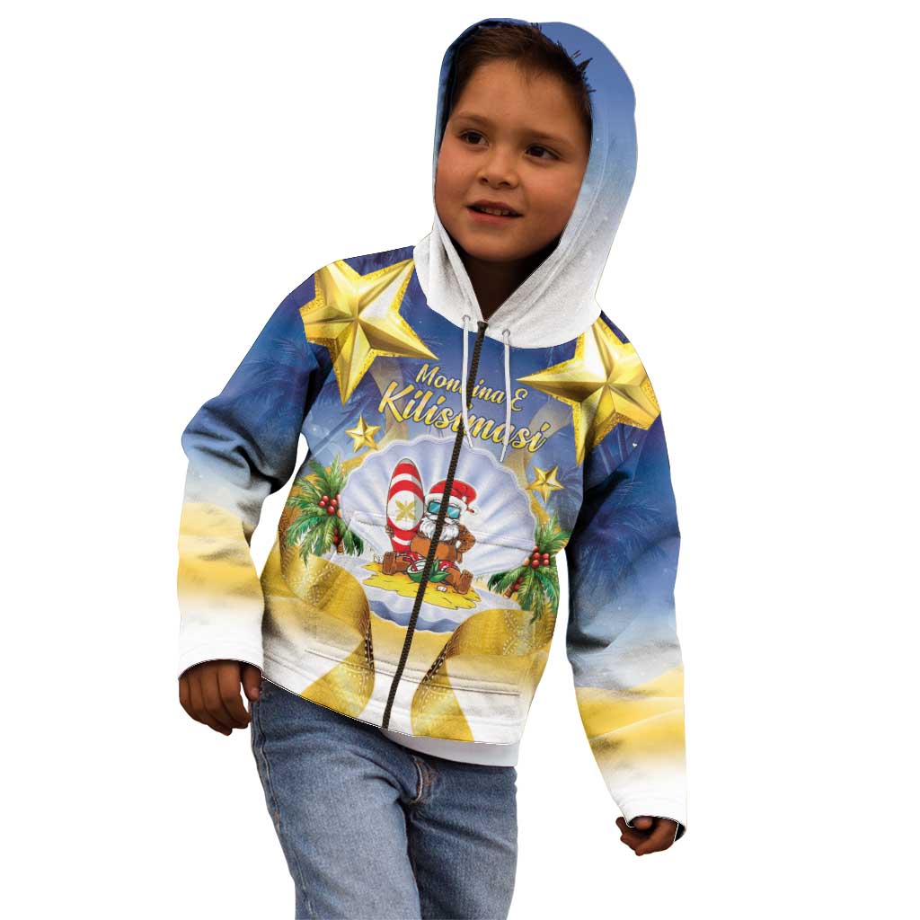Niue Christmas Kid Hoodie Seashell Santa Beach Vibes - Polynesian Pride