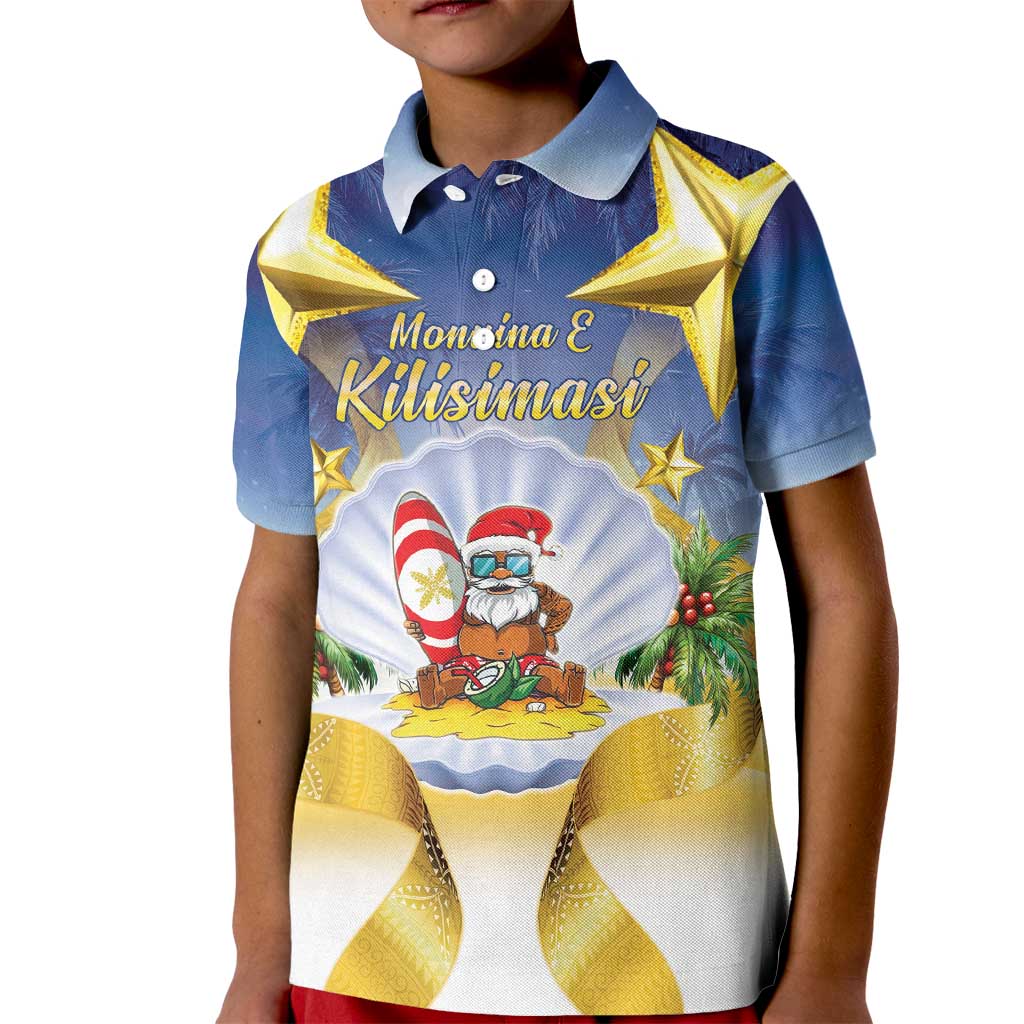 Niue Christmas Kid Polo Shirt Seashell Santa Beach Vibes - Polynesian Pride