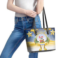 Niue Christmas Leather Tote Bag Seashell Santa Beach Vibes - Polynesian Pride