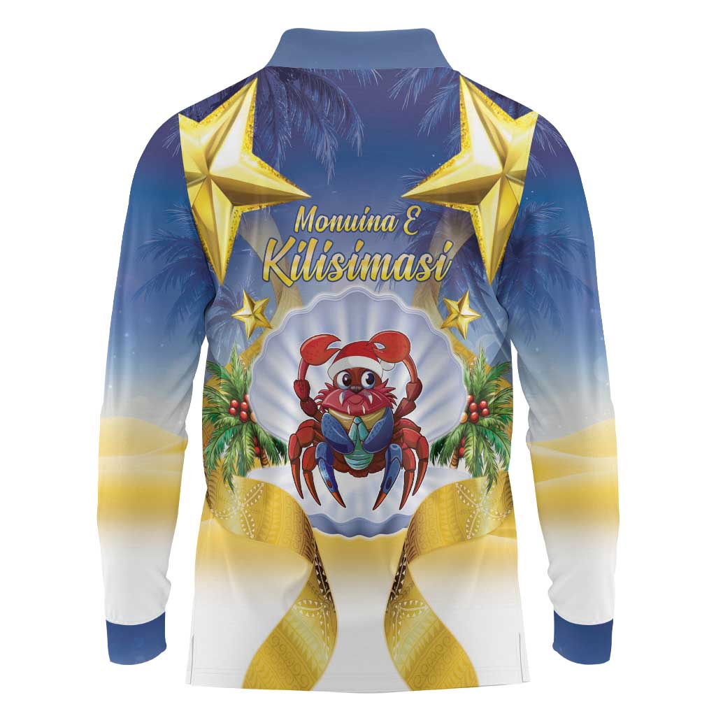 Niue Christmas Long Sleeve Polo Shirt Seashell Santa Beach Vibes - Polynesian Pride