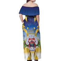 Niue Christmas Off Shoulder Maxi Dress Seashell Santa Beach Vibes - Polynesian Pride