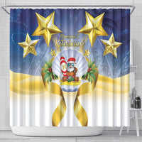 Niue Christmas Shower Curtain Seashell Santa Beach Vibes - Polynesian Pride
