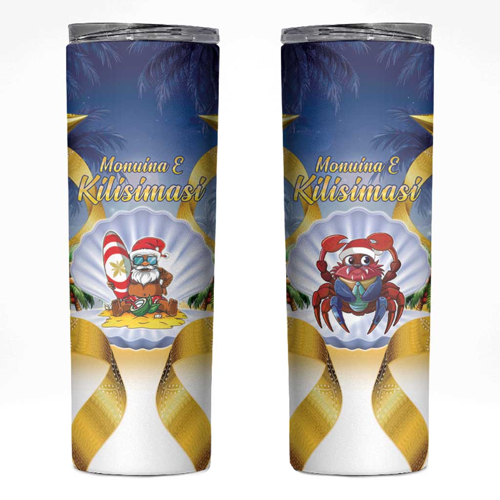 Niue Christmas Skinny Tumbler Seashell Santa Beach Vibes - Polynesian Pride