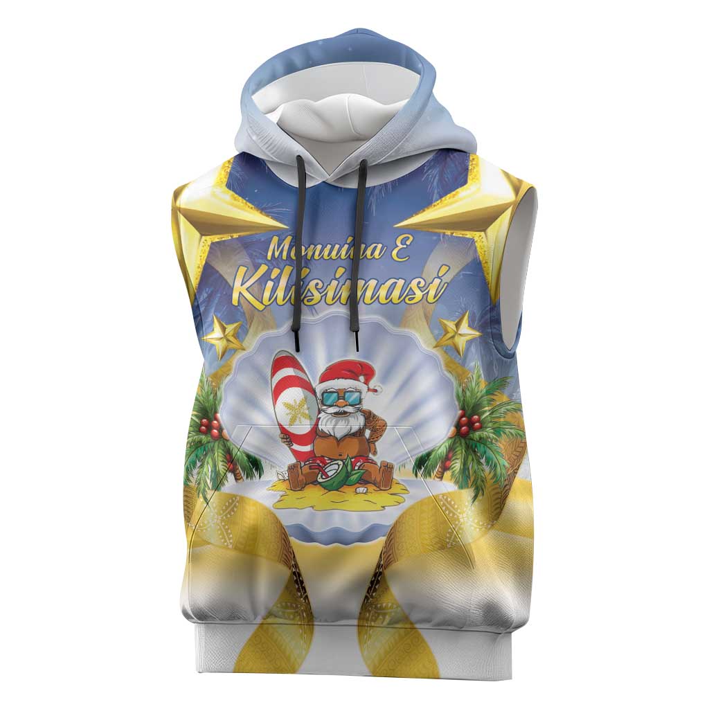 Niue Christmas Sleeveless Hoodie Seashell Santa Beach Vibes - Polynesian Pride