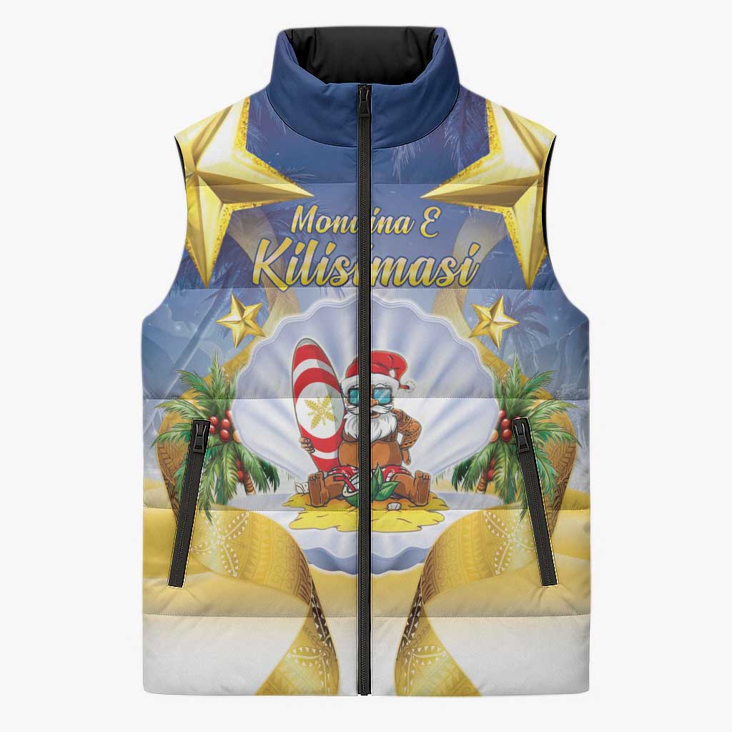 Niue Christmas Sleeveless Puffer Jacket Seashell Santa Beach Vibes - Polynesian Pride