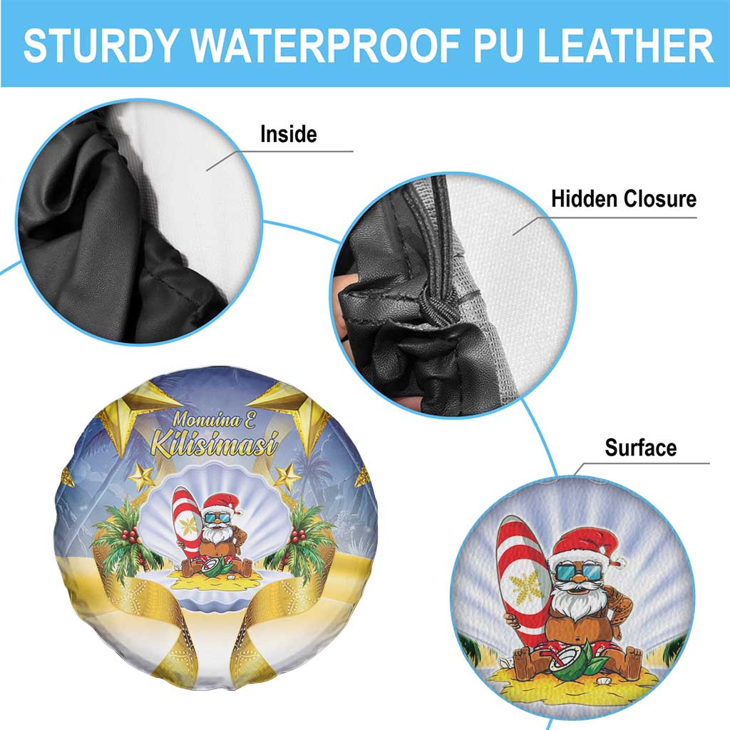 Niue Christmas Spare Tire Cover Seashell Santa Beach Vibes - Polynesian Pride