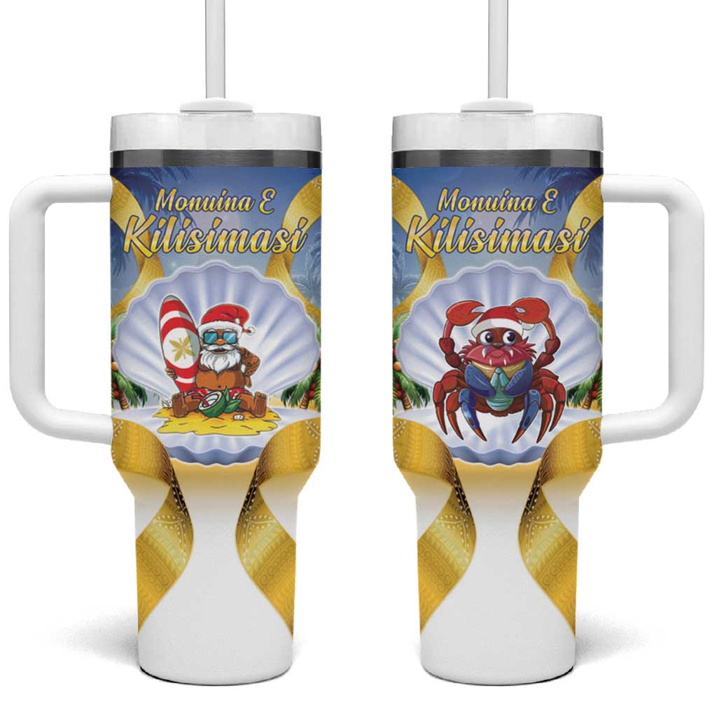 Niue Christmas Tumbler With Handle Seashell Santa Beach Vibes - Polynesian Pride